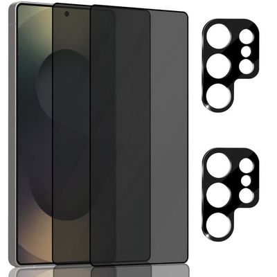 2-Pack Samsung S25 Ultra Privacy Skærmbeskyttelse & 2-Pack linsebeskyttelse - Hærdet Glas 9H - Super kvalitet 3D