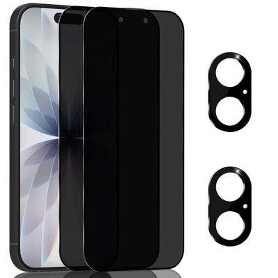 2-Pack iPhone 17 Privacy Skærmbeskyttelse & 2-Pack linsebeskyttelse - Hærdet Glas 9H - Super kvalitet 3D