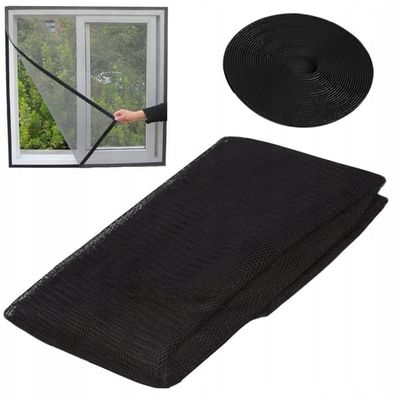 Klipbart Myggenet til Vindue med Velcro 150x180cm Sort