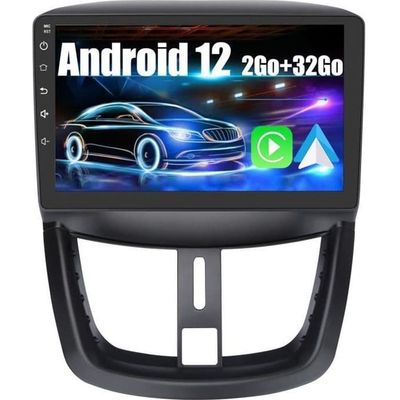 AWESAFE Autoradio Android 13 2Go+32Go för Peugeot 207 (2006-2015) Carplay Android Auto 9 tum Touchskärm GPS WiFi Bluetooth