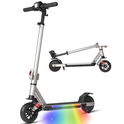 El-scooter för barn från 10 år, 14 km/h, hopfällbar, max 15 km räckvidd, höjdjusterbar, färgglada LED-lampor