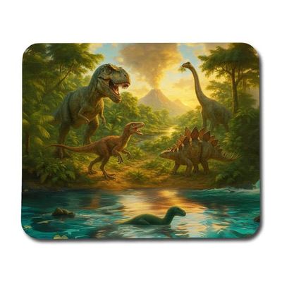 Musmatta: Dinosaurier, halkfri gummibas, livfull och unik design, perfekt för hemmet eller kontoret