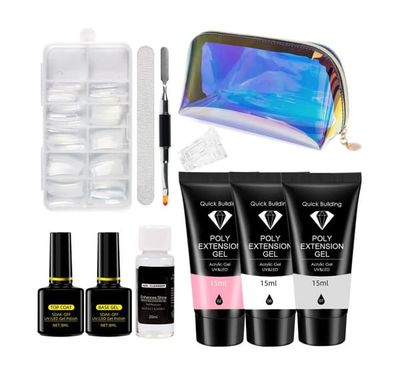 Polygel Nail Kit med UV-lampe Nail Gel Color Set