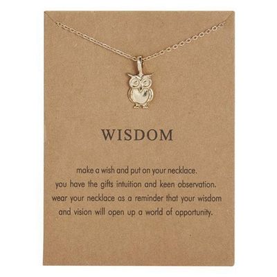 Wisdom -necklace with owl 18K gold plated gift student degree