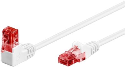 Goobay Kretskabel CAT 6, 1x 90° vinklet, U/UTP, hvit kobberbelagt aluminiumsleder (CCA), snaplås på toppen, 5 m