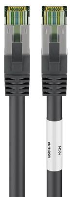 Goobay RJ45 (CAT 6A, 500 MHz) patchkabel med CAT 8.1 S/FTP rå kabel, svart 99,9 % syrefri kopparledare (OFC), AWG 24, halogenfri kabelhölje (LSZH), 7.