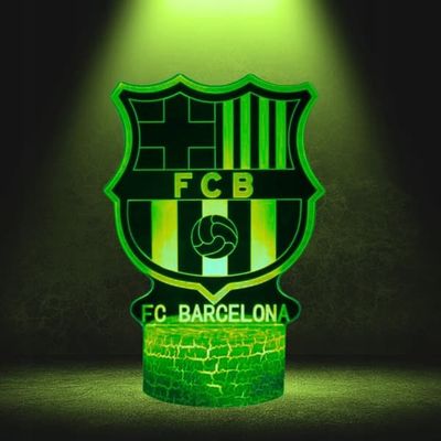 Natlampe til børn med FC Barcelonas våbenskjoldslogo 16 LED'er 3D + fjernbetjening