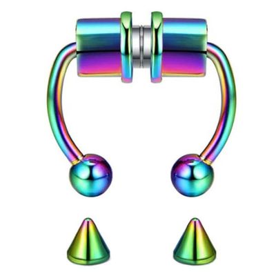 Magnetisk falsk nese ring septum naspiercing flerfarget
