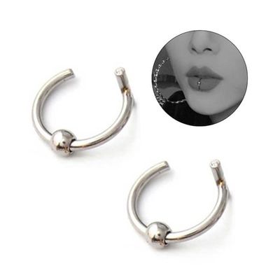 2-pack falsk leppring uten hull falsk piercing sølv