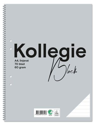 Kollegieblock FW A4 60g 70bl linj h grå 10st