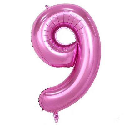 Enorm 102 cm siffer ballong rosa metallnummer 9 ballong