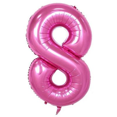 Enorm 102 cm siffer ballong rosa metallnummer 8 ballong