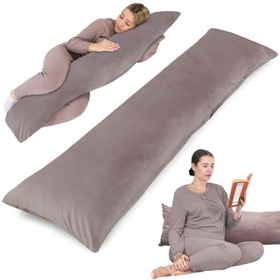 Side sleeper kudde med sammetsöverdrag 40 x 145 cm - komfort kudde side sleeper body kudde side sleeper rosa