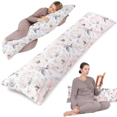 Side sleeper kudde med bomullsöverdrag 40 x 145 cm - komfort kudde side sleeper body kudde side sleeper wild rose