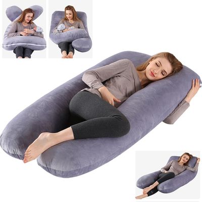 OBOSOE Gravidkudde / Kroppskudde U-formad 130cm , Full Body Kudde för Gravida med Stöd för Höfter, Ben, Rygg och Mage