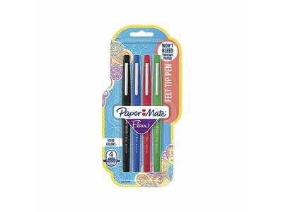 Papermate Flair, Medium, 4 farger, Sort, Blå, Grønn, Rød, Projektil spiss, 1 mm, Sort, Blå, Grønn, Rød