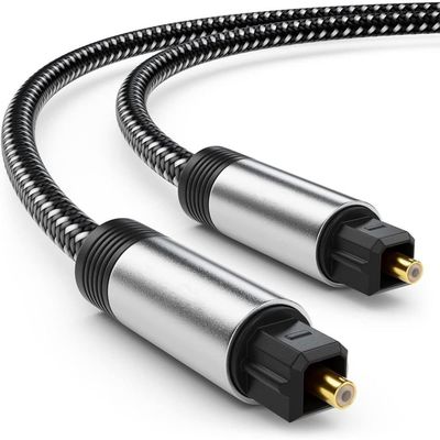 1,5m Optisk Kabel Nylonflettet SPDIF Guldpletteret Fiber Optisk Toslink