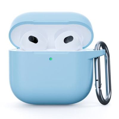 Til AirPods 4 Silikonetui Integreret Bluetooth-hovedtelefoncover med krog - Lyseblå