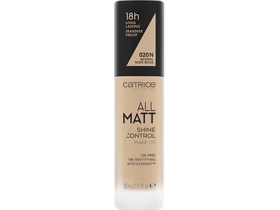 CATRICE All Matt Shine Control, Pumpe flaske, Beige, 020 N, Neutral Nude Beige, Nøytral, Fet hud, Alle hudtyper