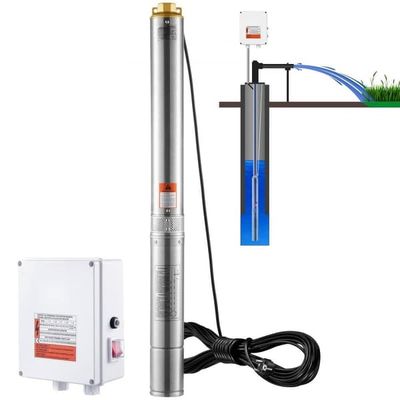 Dränkbar pump i rostfritt stål, 2200W, 9,8 m³/h, 144 m tryck, effektiv och hållbar vattenpump för brunn och trädgård