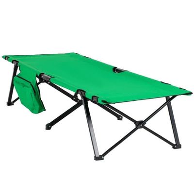 Sammenklappelig feltseng 200x73x49 cm, med sidelomme, maks. 136 kg, grøn/sort