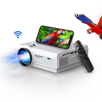 Lollanda 1080P Full HD WiFi-projektor – 4K-understøttelse, Bluetooth, kompatibel med flere enheder, til hjemme- og udendørs biograf