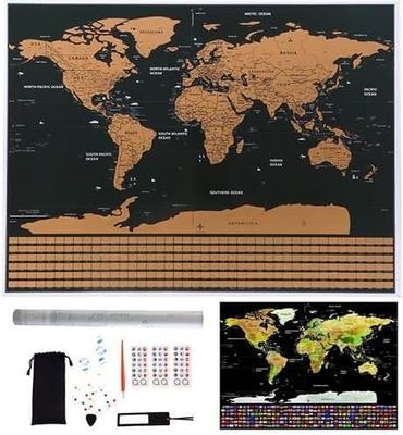 Kart med Skrap / Scratch Map / Verdenskart - 82 x 59 cm