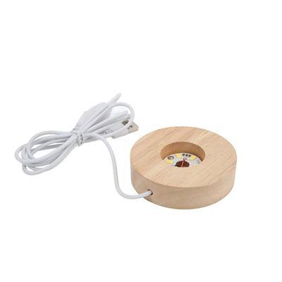 USB-liitäntäinen LED-valopohja tammipuuta - 2 cm/0,8 tuuman paksuus, hehkuva koristeellinen näyttölamppu kotiin - 5V lämmin valo