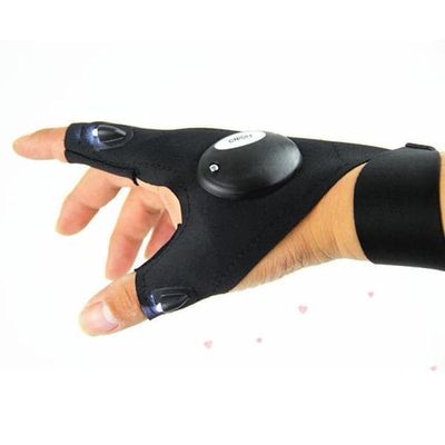 Handske med lampe - belysning på tommelfinger/pegefinger