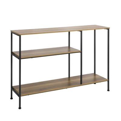 SoBuy Sidobord til entré 120x30x80cm – Metalkonsol med hylder, industriel stil | Sort/Natur FSB35-PF