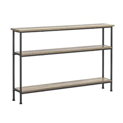 SoBuy Konsolbord med Hylder 120x20x77 cm – Smalt Entrébord i Industriel Stil | Sort/Natur FSB49-PZ