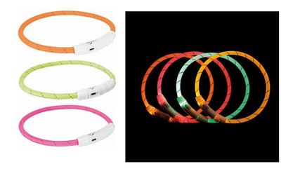 Flash Light Ring HundHalsband USB Hjälper att ni syns i mörkret