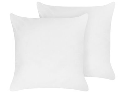 Sett med 2 puter Hvit Lyocell Japarabomull 80 x 80 cm Høy profil Polyesterfyll Hodepute Seng Soverom