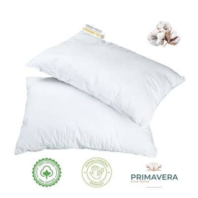 Mikrofiber sängkudde 50x60 cm – 2-pack | Oeko-Tex certifierad, tvättbar 60°C | Mjuk & ergonomisk sovkudde för sidosovare – 650g