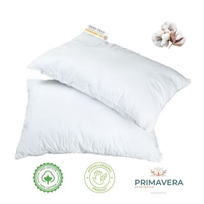 Mikrofiber sängkudde 50x60 cm – 2-pack | Oeko-Tex certifierad, tvättbar 60°C | Mjuk & ergonomisk sovkudde för sidosovare – 650g
