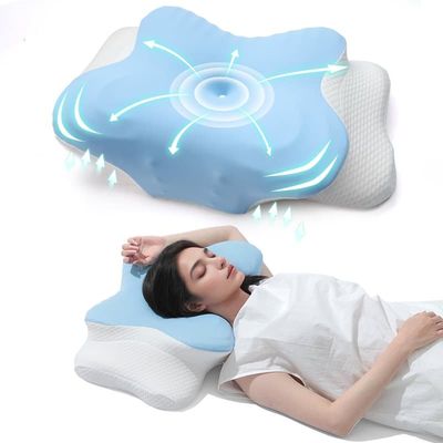 Ergonomisk kudde - Nackkudde - För rygg-, mag- och sidosovere - Minnesskum - Sovkudde