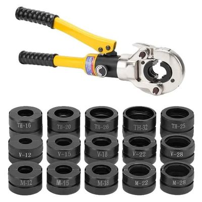 Hydrauliskt PEX-rörpressverktyg, 360° roterande huvud, snabbt utbytbara käftar för koppar-/PEX-/stålrör, TH och V och M