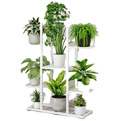 Växtställning, 7 hyllor, inomhus och utomhus användning,Vit 5 lager