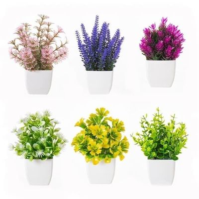 6-pack Konstgjorda Små Växter - Färgglad Dekoration för Inomhus
