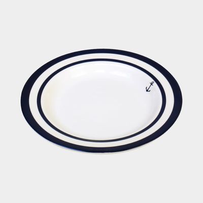 Melaminassietter 1852-Marine Non-slip, vit/blå, 23 cm, 6-pack