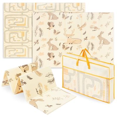 Mamabrum Skummatta för Bebisar, Dubbelsidig Hopfällbar Matta Stor 180 x 120 x 1 cm, Boho Stilmatta för Barnrum, XPE