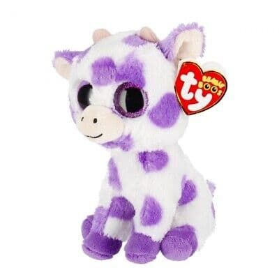 TY Beanie Boos Ethel Lehmä violeteilla pisteillä
