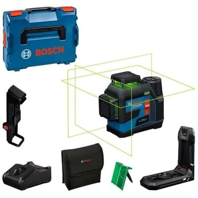 Bosch Professional linjelaser GLL 12V-100-33 CG (3 laserlinjer över 360°, räckvidd 100 m, väska, L-BOXX med batteriladdare)