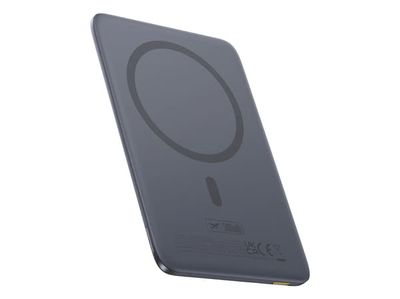 Baseus PicoGo AM41 5000 mAh 20 W ultratynn MagSafe-kompatibel powerbank med svart Baseus Simple USB-C 60 W 30 cm kabel - grå
