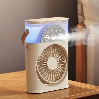 Bærbar tågeventilator, bordventilator, håndholdt ventilator – luftfugter, 3 hastigheder, timerfunktion