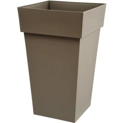EDA toskansk blomkruka med hög fyrkant - 39 x 39 x H 65 cm - 62 L - Taupe