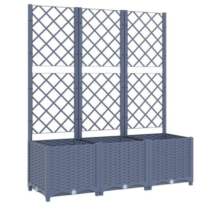 vidaXL Plantekasse med espalier blågrå 120x40x136 cm PP