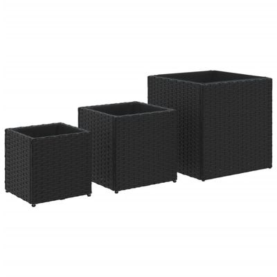 vidaXL Plantekasser 3 stk svart polyrotting