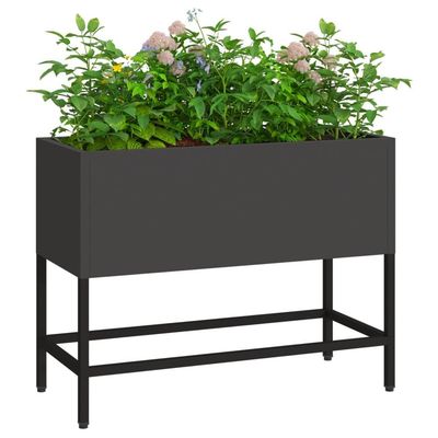 vidaXL Hevet Hageplanter 60x26x45 cm Svart Stål