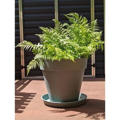 RIVIERA SOLEILLA rund blomlåda - Plast - Diameter 60 cm Lergrön